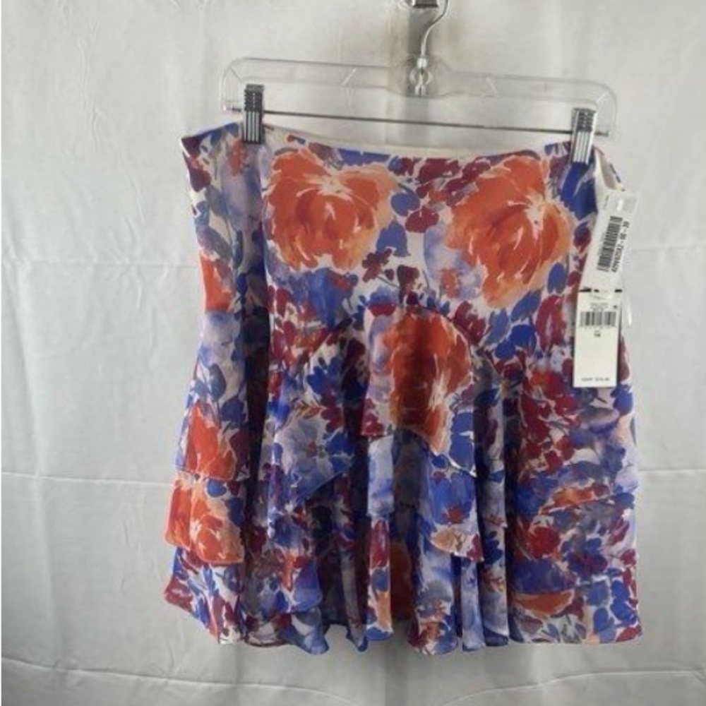Ralph Lauren Floral Ruffle Skater Skirt in Purple & Orange